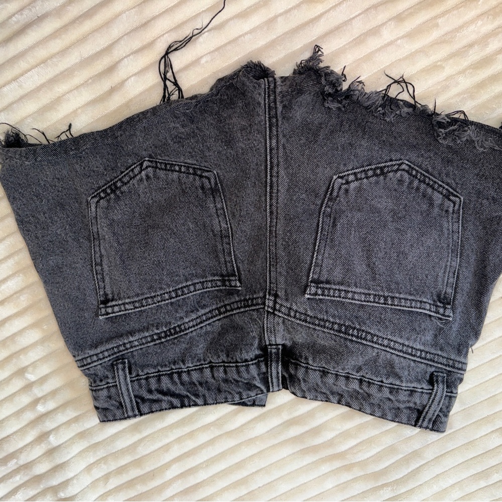 Women's Distressed Gray/Black Jean Shorts